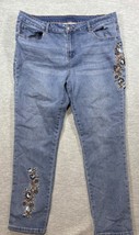 Tantrums Womens Jeans 16 Embroidered Floral Denim Blue Stretch - $226.34 MXN