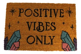 Positive Vibes Only Crystals Wicca Magic Coir Coconut Fiber Floor Mat Doormat - £21.57 GBP