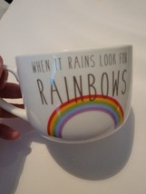 When It Rains Look For Rainbows Coffee Mug Tea Cup Large Pfaltzgraff  - $58.79