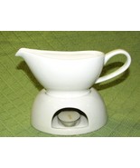 STOKES GRAVY BOAT 3 PIECE BONE CHINA WITH STAND &amp; WARMER TEA LIGHT CANDL... - £10.08 GBP