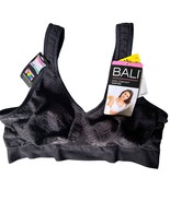 Bali Cool Comfort Black Retro Wirefree Bra Sz M Stretch Fabric Comfort F... - $19.79