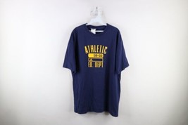 Vintage Y2K Adidas Mens Large Faded Spell Out Athletic Department T-Shirt Blue - £23.62 GBP