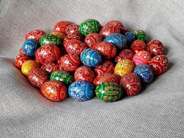 Set of 10 Small Easter Wooden eggs Pysanky Pysanka Handmade Gift Present... - £7.74 GBP