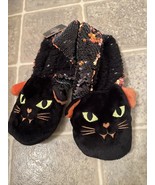 Hyde &amp; EEK Adult Black Cat Flip Sequin Halloween Slipper Socks Grippers ... - $20.53