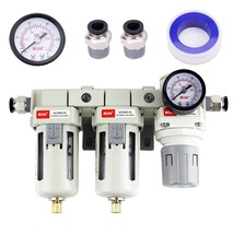 Compressed Air Double Filter And Regulator From Rih Pneumatics, Air Drying - $60.95