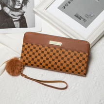Women&#39;s Long Double-Layer Color Matching Wallet Summer Personality With Fur Ball - £25.03 GBP
