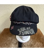 Harley Davidson Women’s Black Embroidered Rhinestone Hat Cap Newsboy Bik... - $24.54