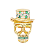 18ct Yellow Gold Natural Round Tsavorite &amp; Diamond Brooch Pin 1.16ct - $6,169.52 CAD