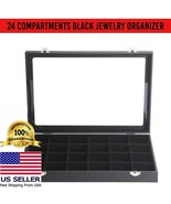 Jewelry Organizer Tray with Clear Lid 24 Grid Velvet Drawer Jewelry Storage - €19,62 EUR