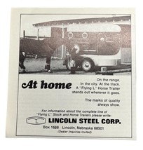 Lincoln Steel Corp Vintage Print Ad 70s Flying L Horse Trailers Nebraska - £8.57 GBP