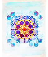 Acuarela original azulejo árabe. Cuadro azulejo árabe. Acuarela motivo g... - $1,419.63 MXN