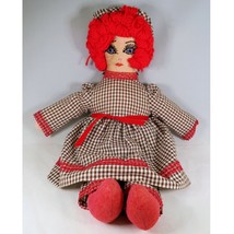 Vintage Handmade Raggedy Ann Inspired 22-Inch Rag Doll with Embroidered Face - £23.71 GBP