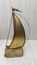 John DeMott Brass Metal Sailboat Sculpture Quartz Base Vintage Signed Art - £15.68 GBP