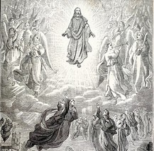 1880 Christ 2nd Advent In Church Yard Victorian Wood Engraving Religion ... - $39.99