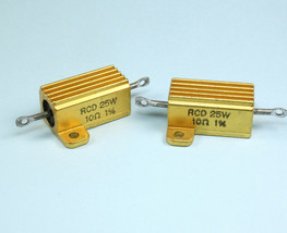 2pcs RCD 10 Ohm Ω 25 Watt  1% Wire Wound Aluminum Body Power Resistor - $8.75