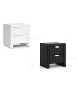 Modern White Or Black Faux Leather Upholstered Two Drawer Nightstand Des... - $190.07 CAD