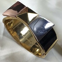 Kate Spade NY gold tone metal black enamel Tricolor Bow Bangle Bracelet - £68.32 GBP