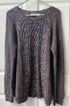 Faded Glory Womens  Plus Sized XXL 20 Blue Multi Colored Cable Knit Sweater - $12.94
