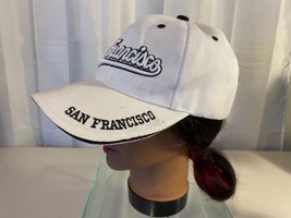 San Francisco Adjustable Baseball Type Hat White &amp; Black 3D Embroidery - £11.66 GBP