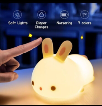 Cute Silicone Bunny Night Light for Kids Room 7 Colors Décor Nightstand Light - £11.80 GBP