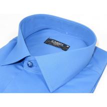 Men's Shirt By CASILA Turkey Cotton Blend Long Sleeves 502000-05 Solid Blue image 5