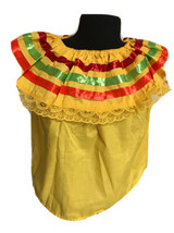 Yellow Women Size S Off-Shoulder Ruffle Top Lace Ribbon Folkloric Fiesta... - $14.95