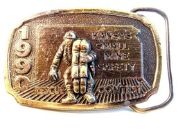 1990 Kansas Small Mine Safety Rescue Contest Belt Buckle - $44.54