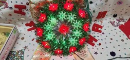 Vintage Green Lighted Star Wreath Christmas Tree Ornaments Decorations  - £15.22 GBP