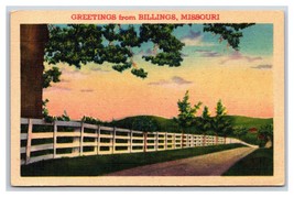 Generic Scenic Greetings Country Road Billings Missouri MO Linen Postcard R28 - £3.09 GBP