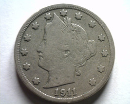 1911 Liberty Nickel Fine F Nice Original Coin Bobs Coins Fast 99c Shipment - £5.27 GBP