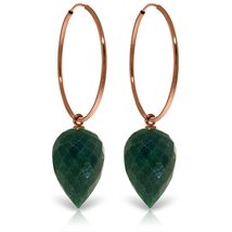 Galaxy Gold GG 14k Rose Gold Hoop Earring with Pointy Briolette Emerald - £196.97 GBP+