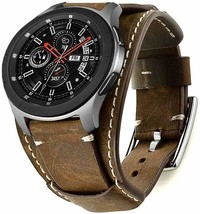 Samsung Galaxy Watch Band 46mm Vintage Replacement Genuine Leather Cuff Coffee - £38.00 GBP