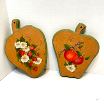 Vintage 1976 Hand Painted Wall Plaques Decor Signed Strawberries Apples ... - $35.37