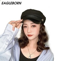Fashion Beret Wig Body Wave Woman Navy Hat Wig Conjoined Hat Long Curly Big Wave - £152.37 GBP