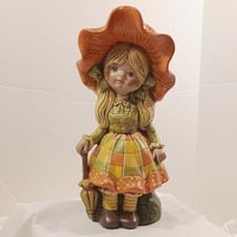 Vintage 1970&#39;s Hand painted Ceramic Collectible Big Bonnet Girl Figurine 12&quot; - £22.15 GBP