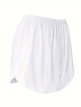 Button Detail Round Hem Skirt with Elastic Half Slip Petticoat - £11.92 GBP+