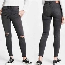 NWT MADEWELL 9” high rise black wash Distressed raw hem skinny jeans Size 25 - £41.86 GBP