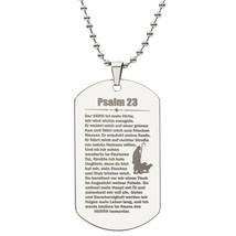 Psalm 23 German Engraved Dog Tag Bible Necklace  Stainless Steel or 18k Gold w  - £37.62 GBP+
