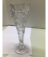 Antique American Brilliant Cut Glass Large.   10 InVase Diamond flowers ... - $81.24 CAD
