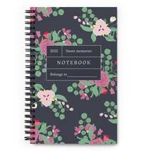 Dark Navy Flowers Spiral notebook - £13.18 GBP