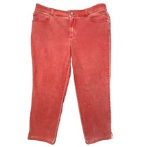Chico&#39;s size 1 Platinum Denim Cropped Capri Jeans Womens size 8 Stretch Orange - £19.90 GBP