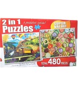 Puzzle 2 in 1 Jigsaw 480 Pcs Total Fun Mixed Pieces Challenge Train &amp; So... - £5.42 GBP
