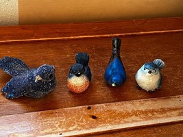 Mixed Lot of Sugary Sparkly Blue Styrofoam Resin &amp; Ceramic Blue Bird Figurines – - £8.70 GBP