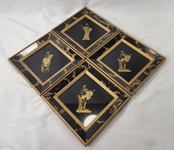 4X Vintage Small Black &amp; Gold Greek Portraits Illinois Molding Co Glass Picture - £19.10 GBP