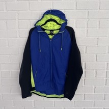 Vintage Russell Windbreaker Track Cycle Jacket Blue Neon Green Full Zip Vented M - £13.86 GBP