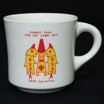 Boy Scouts VTG BSA Ceramic Mug Sunset Trail Cub Day Camp 1979 Onto Galactica Cup - £48.91 GBP