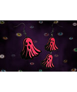 Colorful Ghost Earrings, Spooky Specter Jewelry, Handmade Halloween Acce... - $17.99