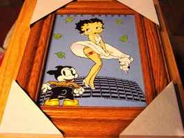BETTY BOOP 11X13 MDF FRAMED PICTURE #2 ( WOOD COLOR FRAME ) - £24.10 GBP