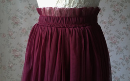 BURGUNDY Wedding Full Long Tulle Skirt Custom Plus Size Bridesmaid Tulle Skirt image 8