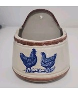 Stoneware Chicken/Rooster with Chicks Salt Box Wall Pocket Or Planter - £28.24 GBP